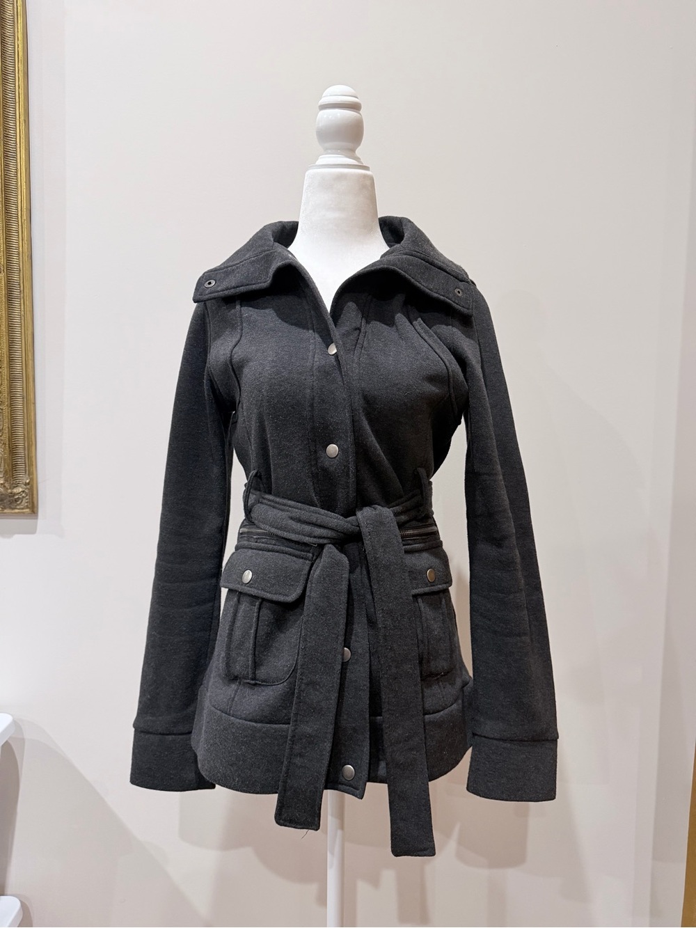 Ambiance Charcoal Belted Fitted Utility Jacket